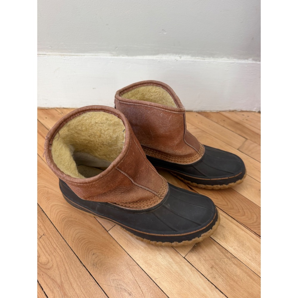 Vintage L.L.Bean Bean Boots Women 7 Leather Shearling Lined Duck Boots USA Maine - Picture 4 of 14